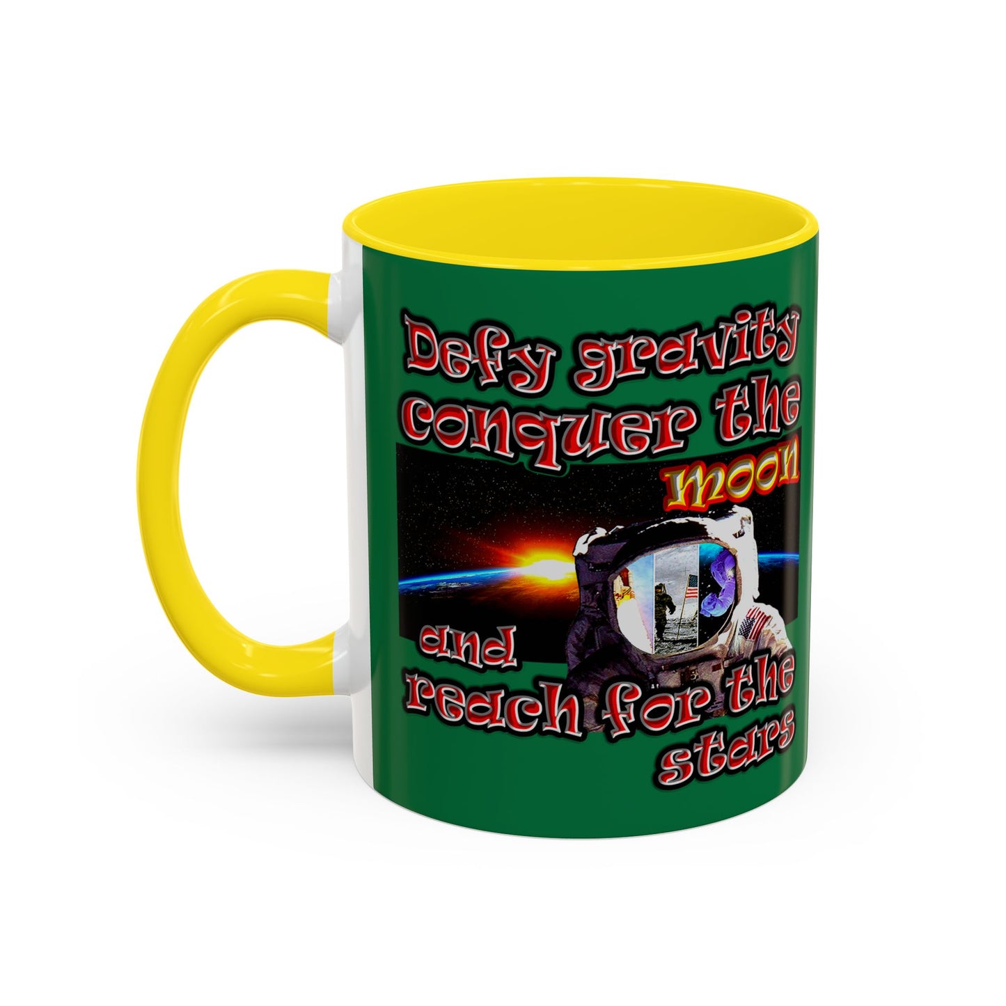 defy conquer reach - Accent Mug (dark green)