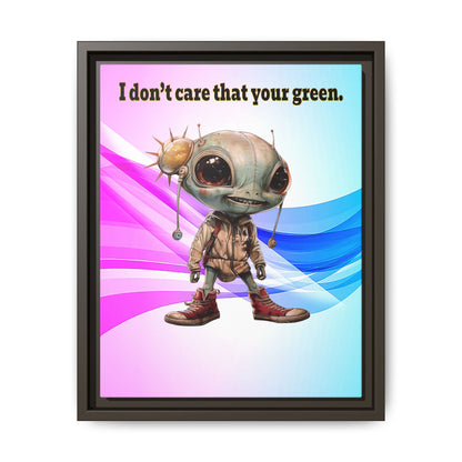 I don't care that your green - framed canvas art (light blue-pink wave)