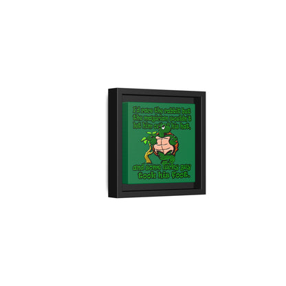 turtle race - framed canvas art (dark green)