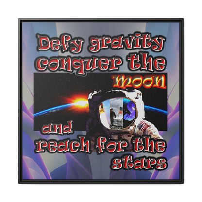 defy conquer reach - framed canvas art (grey-pink wave)
