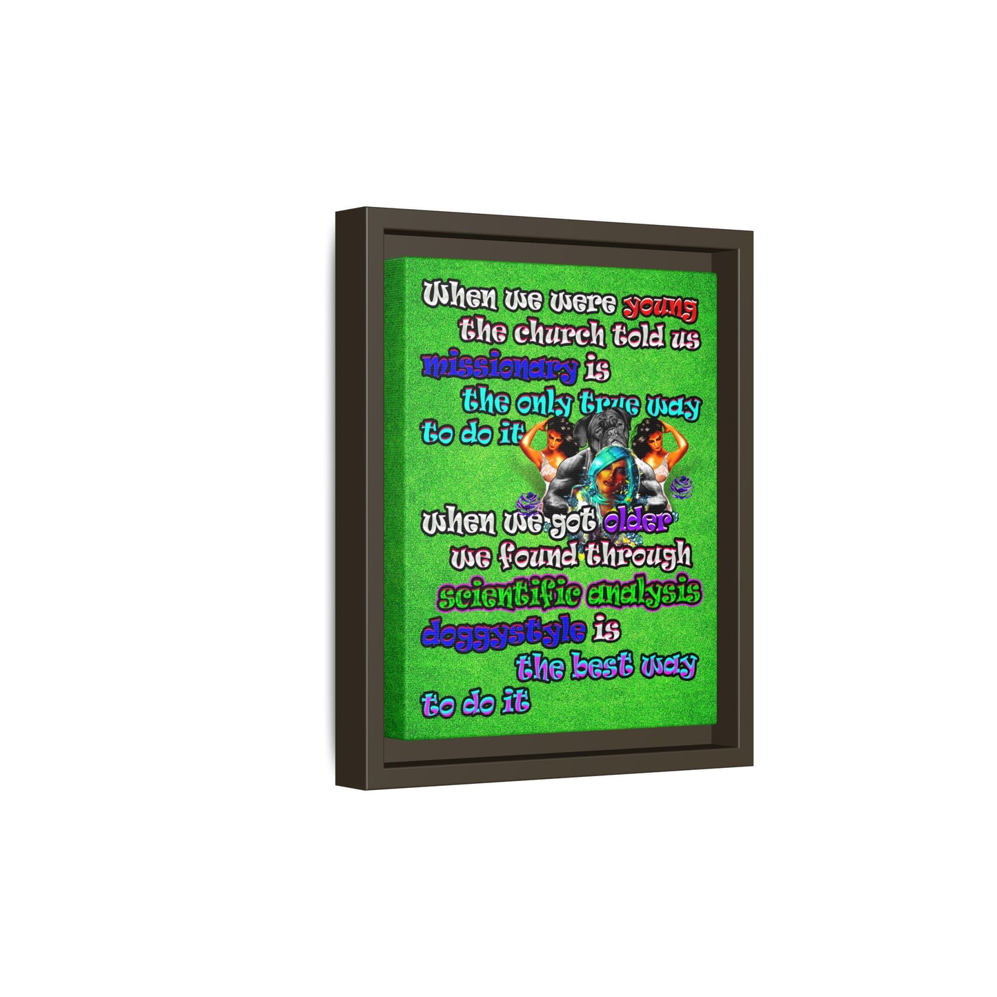 doggystyle - framed canvas art (green turf)