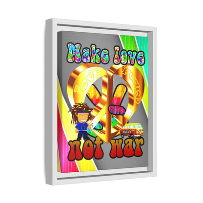 love peace - framed canvas art (rainbow split)