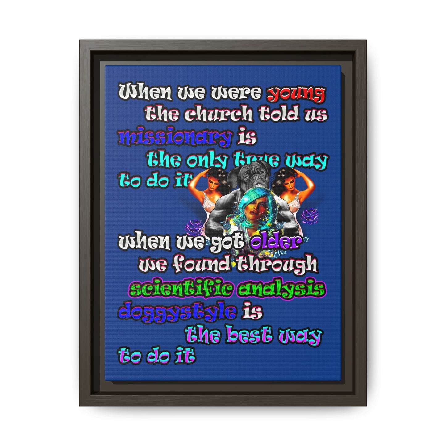doggystyle - framed canvas art (dark blue)