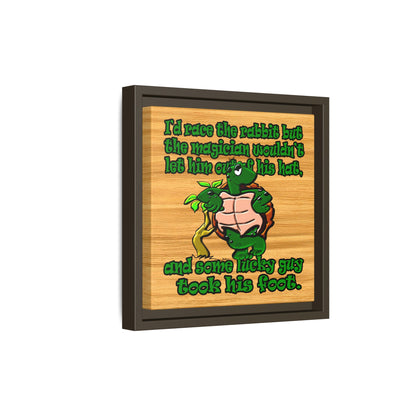 turtle race - framed canvas art (butterscotch wood finish)