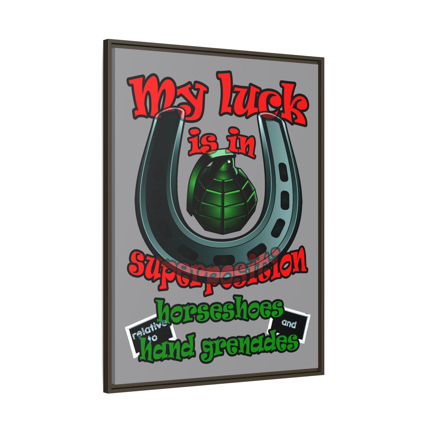 my luck - framed canvas art (grey)