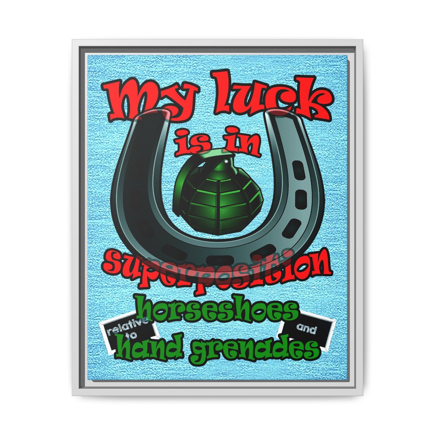 my luck - framed canvas art (faded blue)