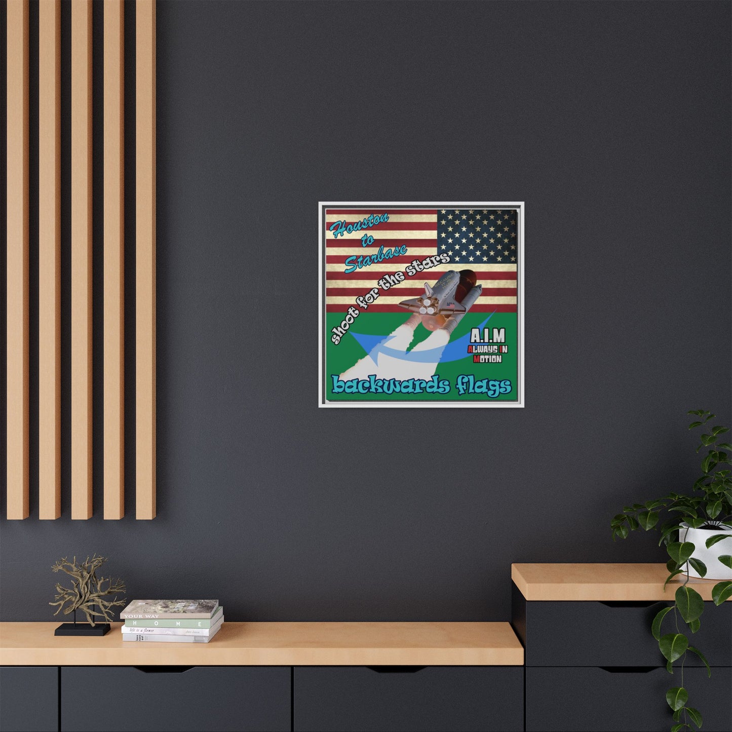 shoot for the stars - framed canvas art (dark green)