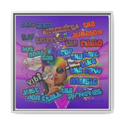 drop the beat - framed canvas art (purple-pink wave)