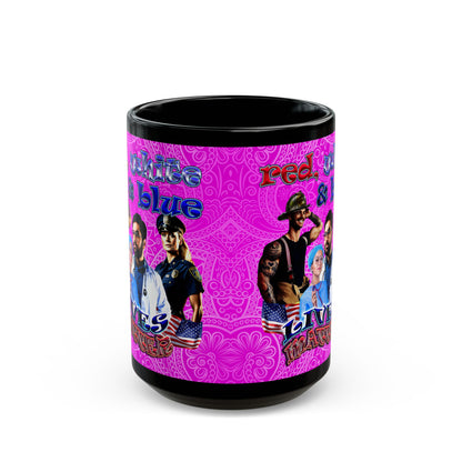rw&b lives matter - Black Mug (pink swirl)