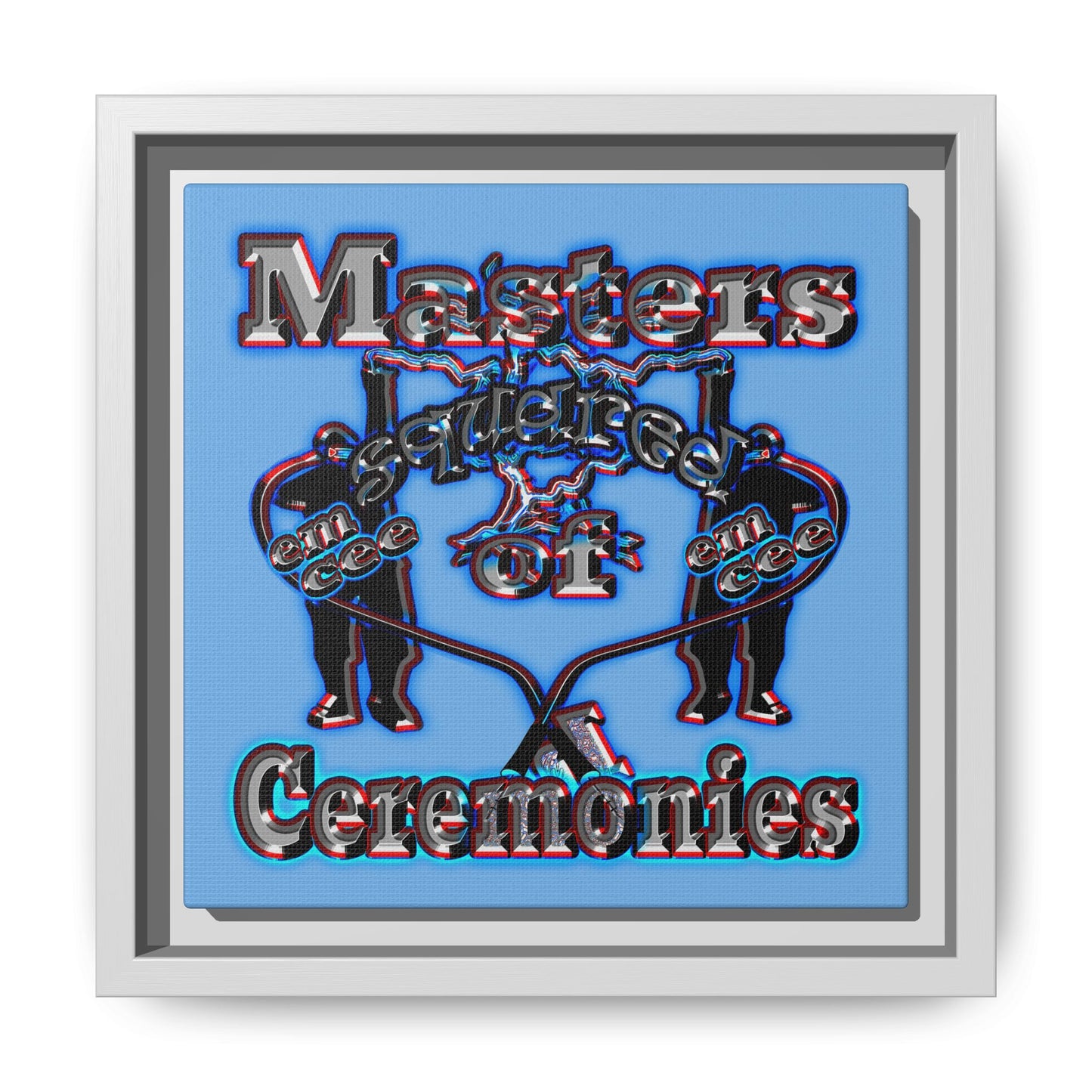 em cee squared - framed canvas art (light blue)