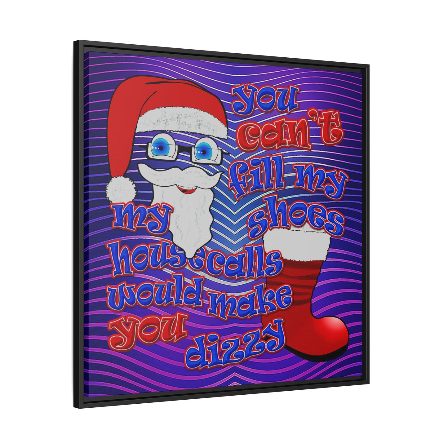 santa's shoes - framed canvas art (purple wave)
