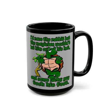 turtle race - Black Mug (light grey)