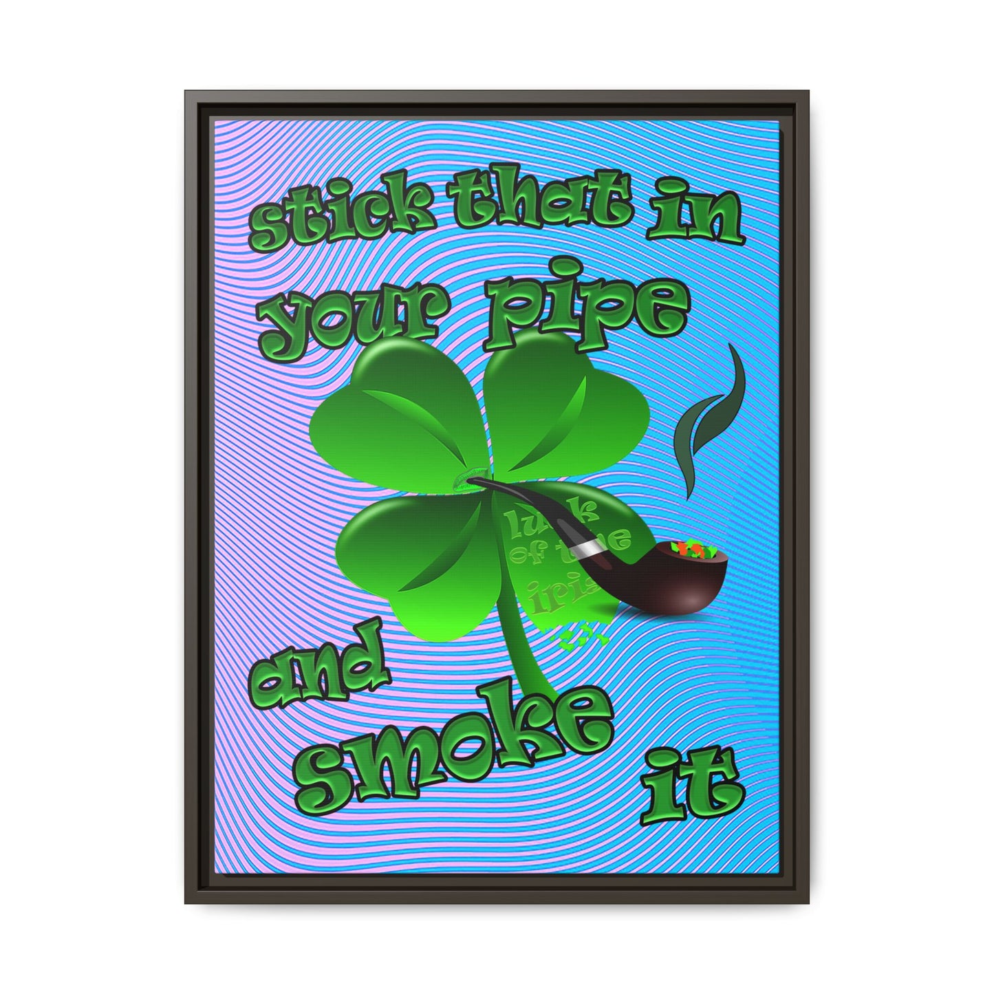 stick that in your pipe and smoke it - framed canvas art (light blue-purple wave)