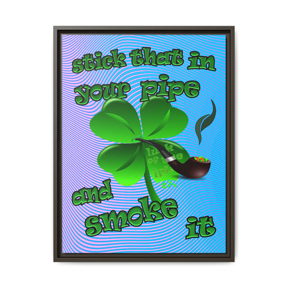 stick that in your pipe and smoke it - framed canvas art (light blue-purple wave)