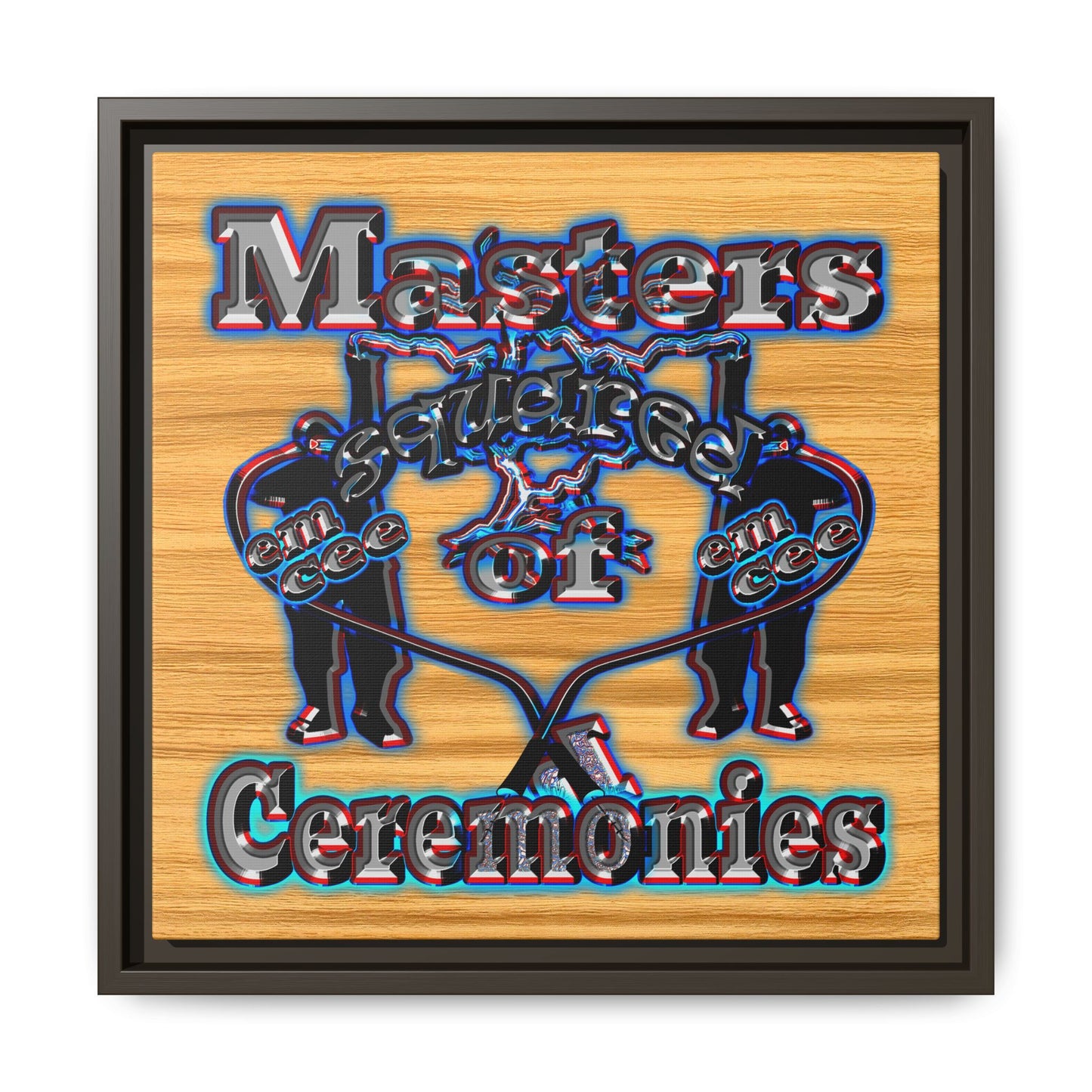 em cee squared - framed canvas art (butterscotch wood finish)