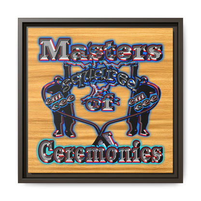 em cee squared - framed canvas art (butterscotch wood finish)
