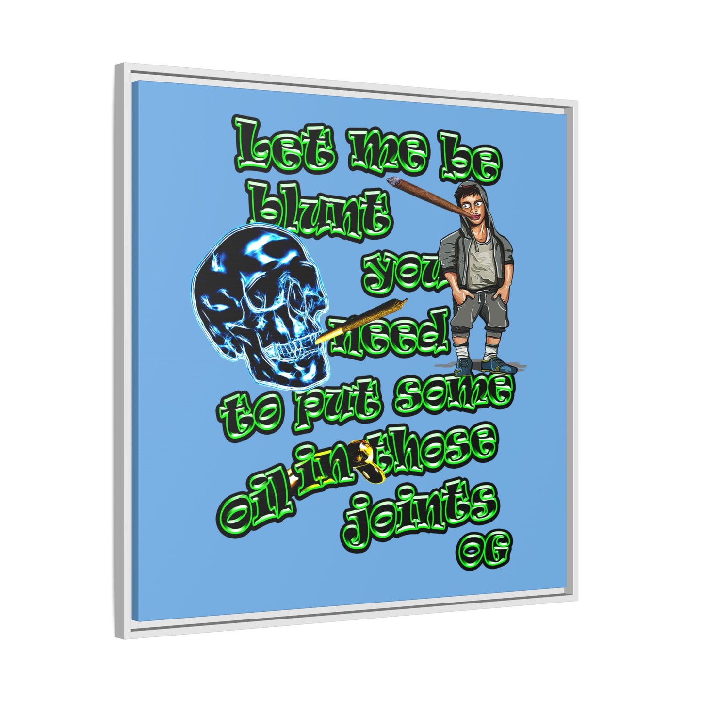 og - framed canvas art (light blue)
