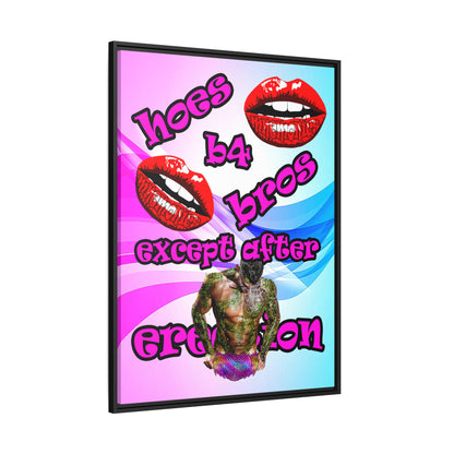 hoes b4 bros - framed canvas art (light blue-pink wave)