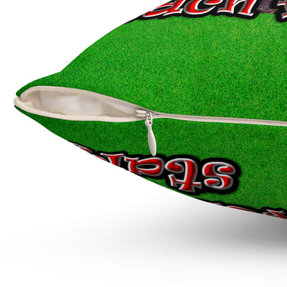 defy conquer reach - Spun Polyester Square Pillow - (green turf)