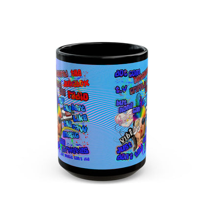 drop the beat - Black Mug (light blue-purple wave)