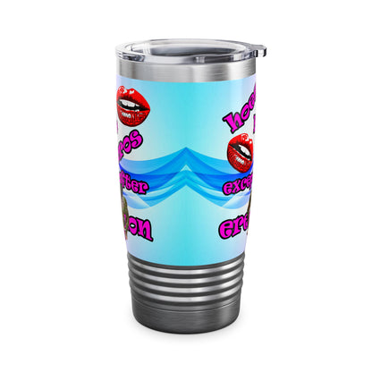 hoes b4 bros - Ringneck Tumbler, 20oz (light blue-pink wave)