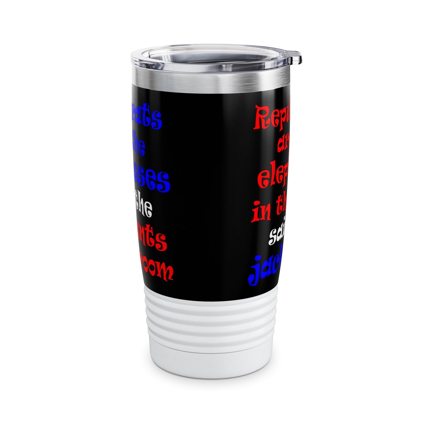 donkeys and elephants - Ringneck Tumbler, 20oz (black)