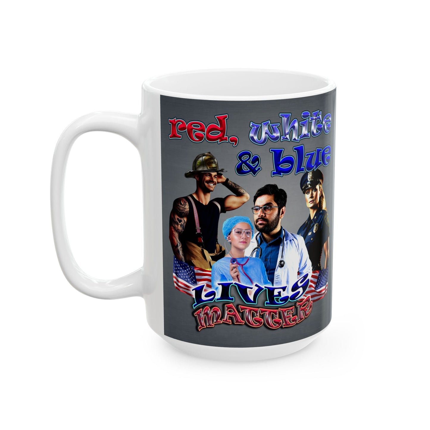 rw&b lives matter - White Mug (grey-light grey)