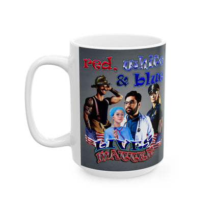 rw&b lives matter - White Mug (grey-light grey)