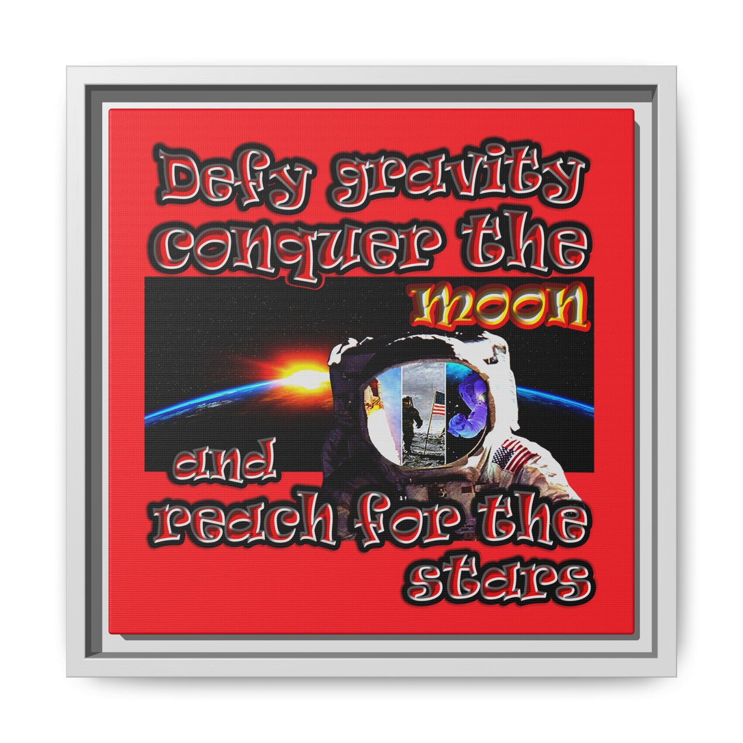 defy conquer reach - framed canvas art (red)