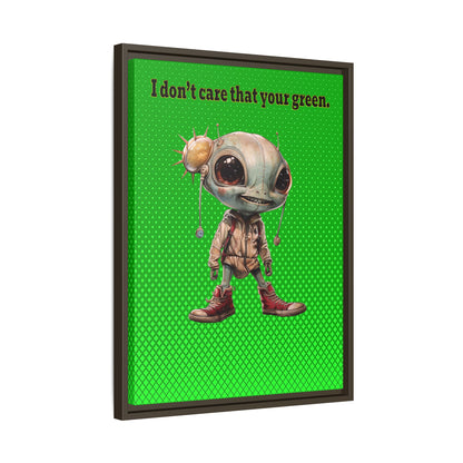 I don't care that your green - framed canvas art (logo green)
