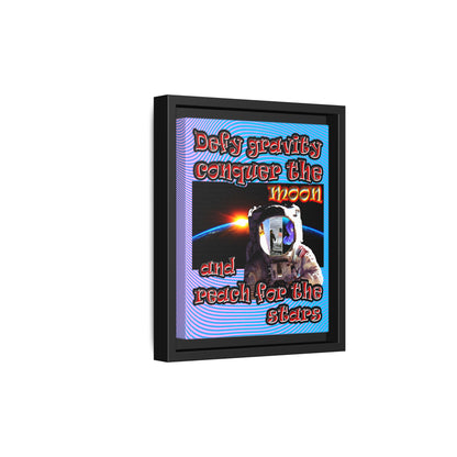 defy conquer reach - framed canvas art (light blue-purple wave)