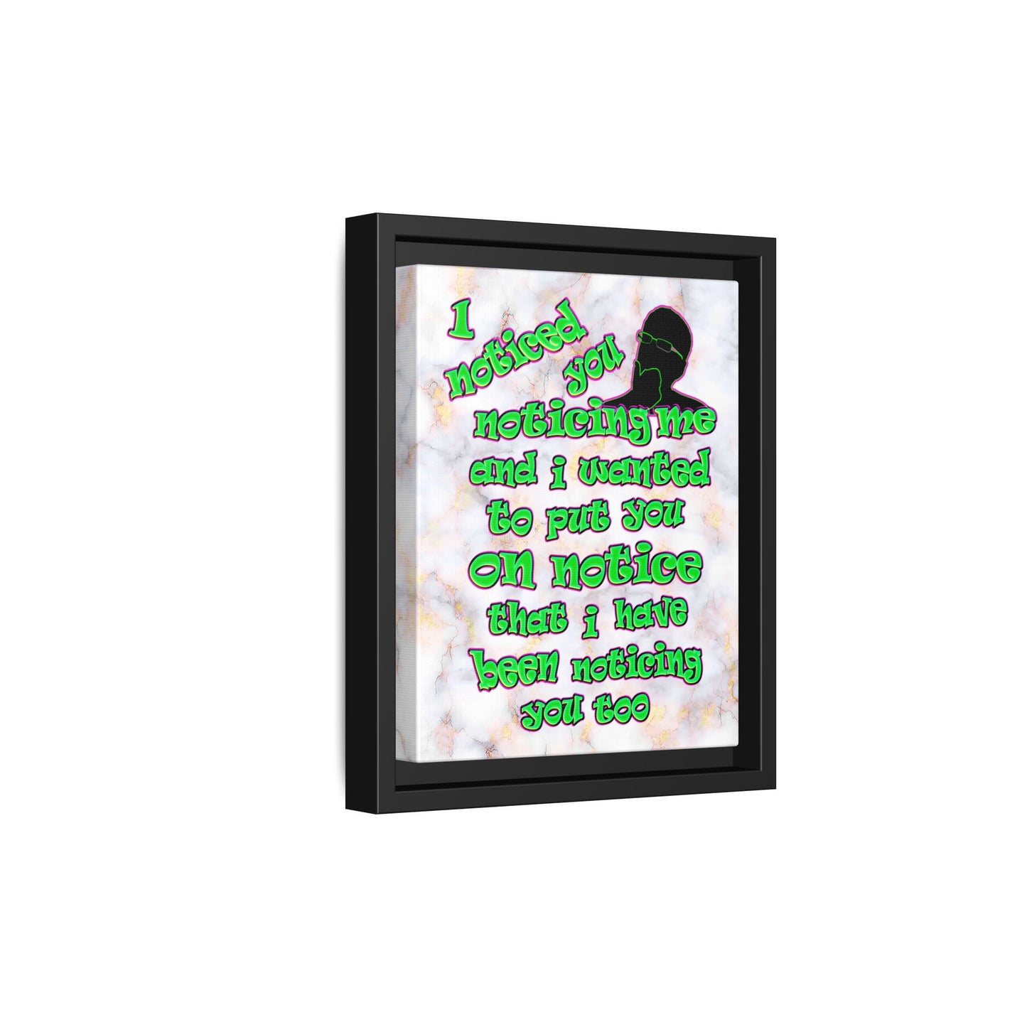 noticed you noticing - framed canvas art (white marble)