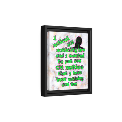 noticed you noticing - framed canvas art (white marble)