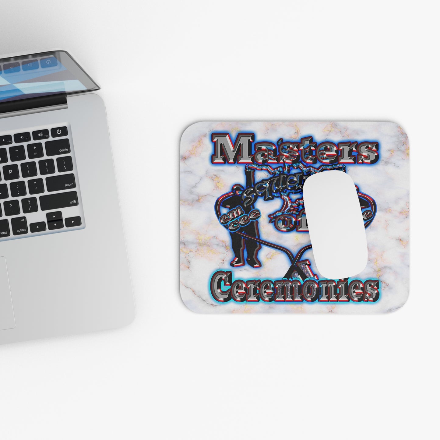 em cee squared - Mouse Pad (Rectangle) (white marble)
