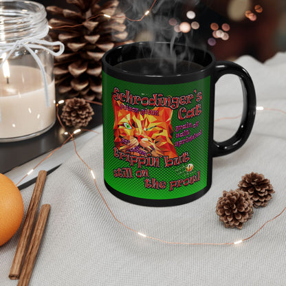 schrodinger's cat - Black Mug (logo green)