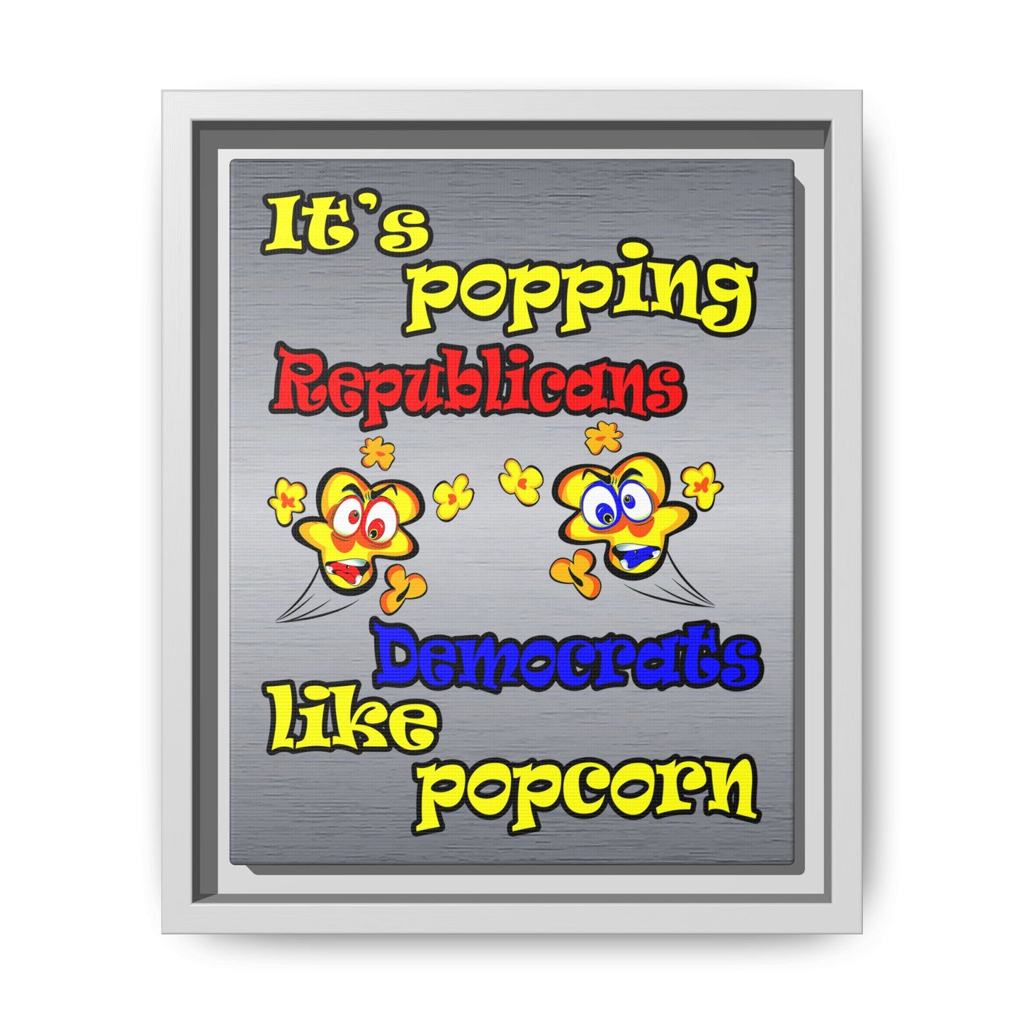 popping like popcorn - framed canvas art (brushed nickel)