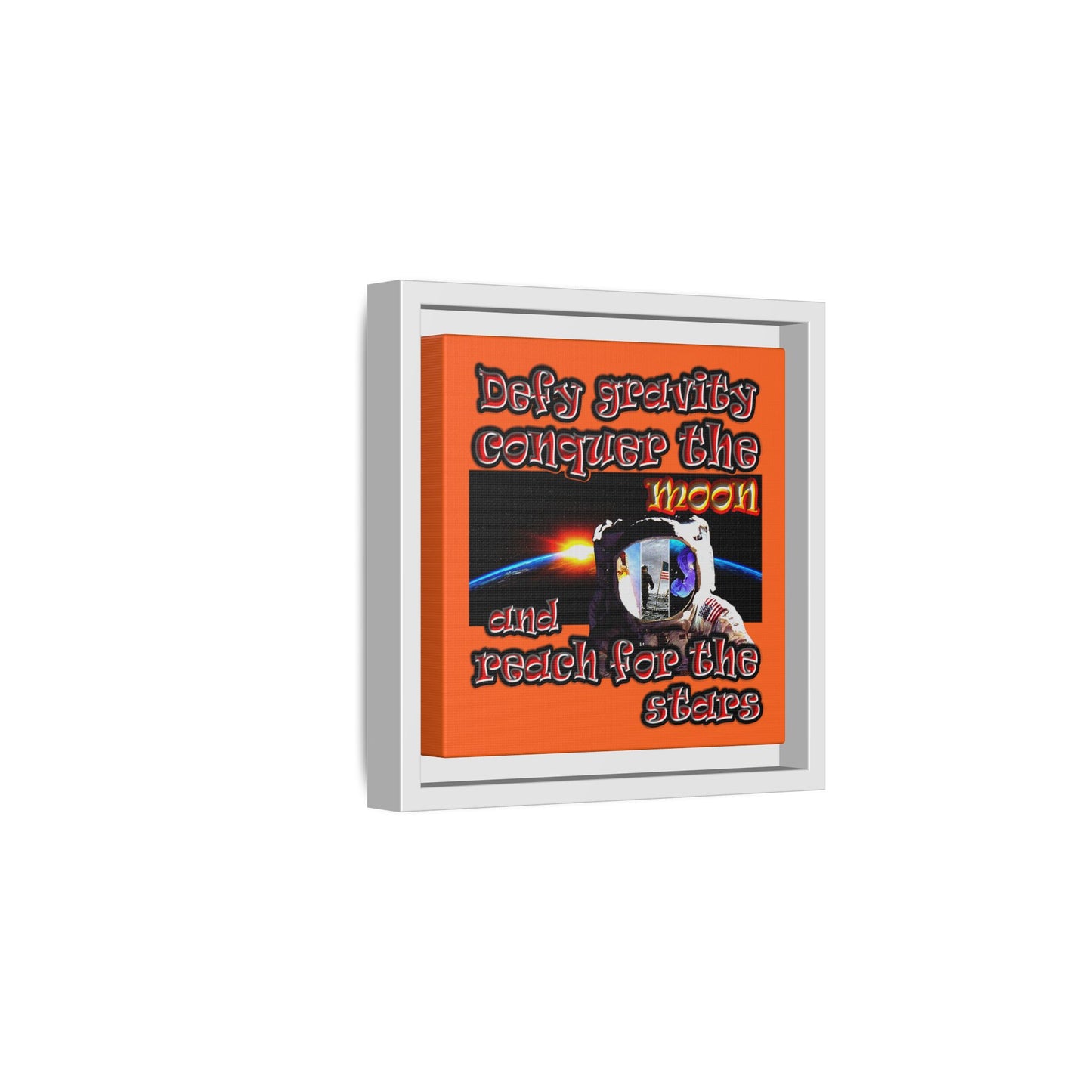 defy conquer reach - framed canvas art (orange)