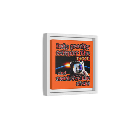 defy conquer reach - framed canvas art (orange)