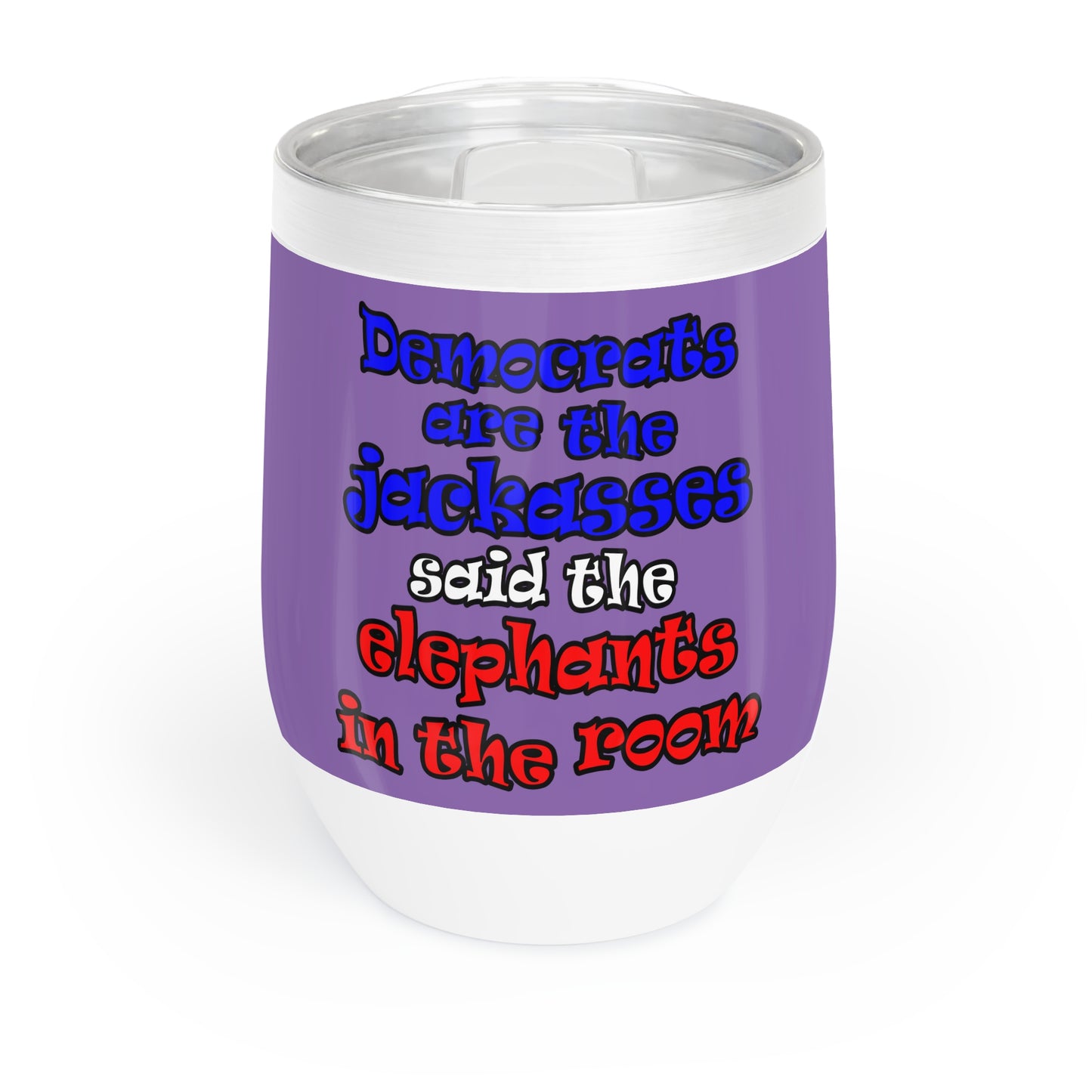 donkeys and elephants - Chill Wine Tumbler (light purple)
