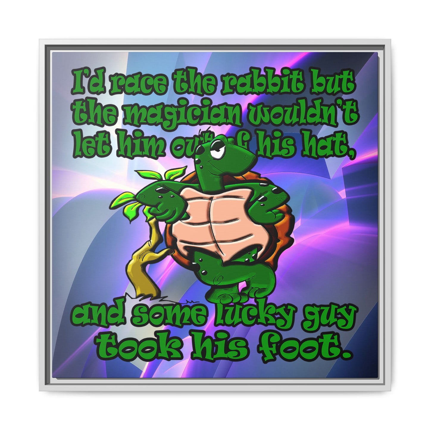 turtle race - framed canvas art (grey-pink wave)