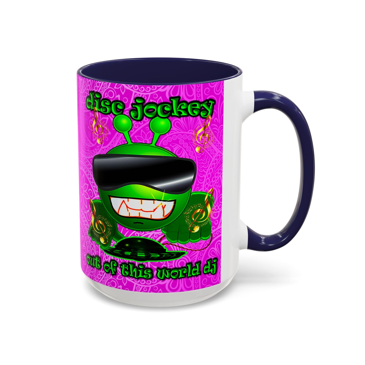 disc jockey - Accent Mug (pink swirl)