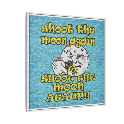 shoot the moon again - framed canvas art (faded blue)
