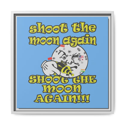 shoot the moon again - framed canvas art (light blue)