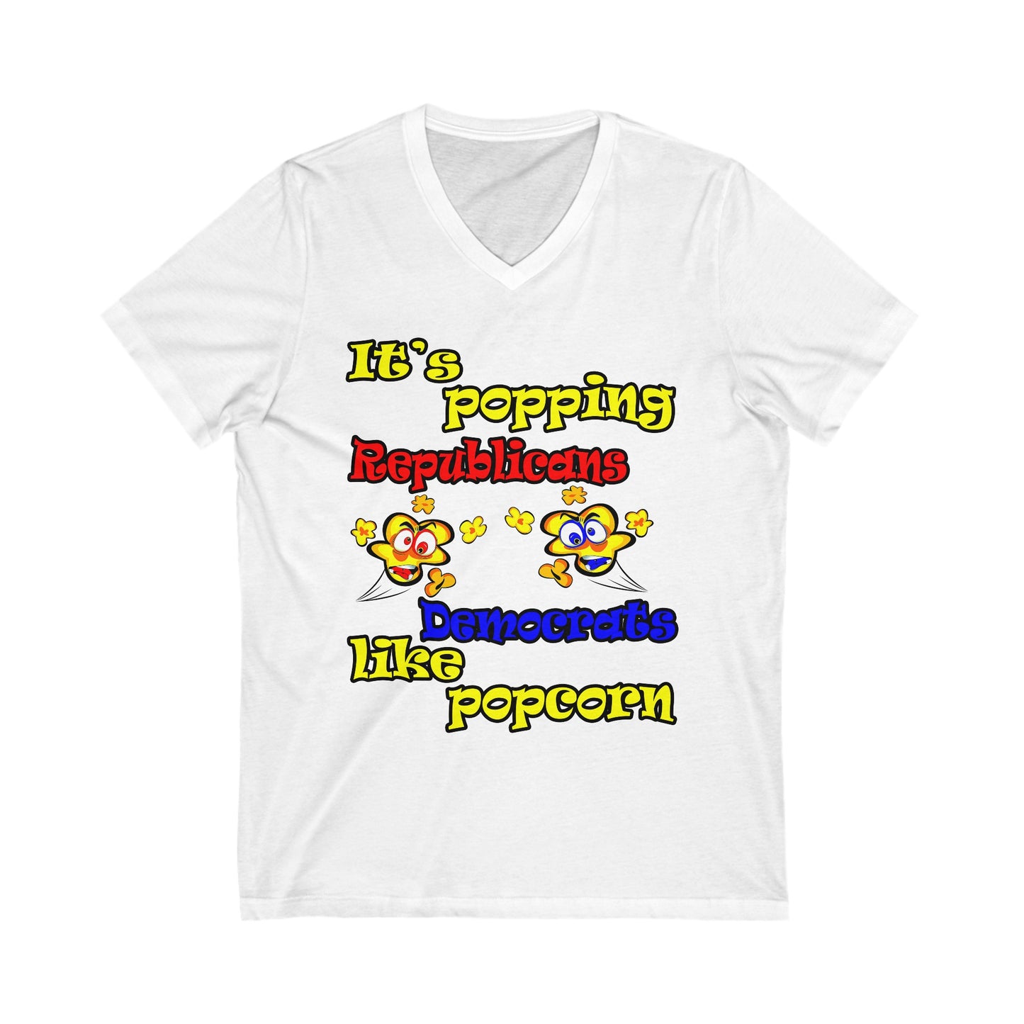 popping like popcorn - Unisex Jersey Short Sleeve V-Neck Tee