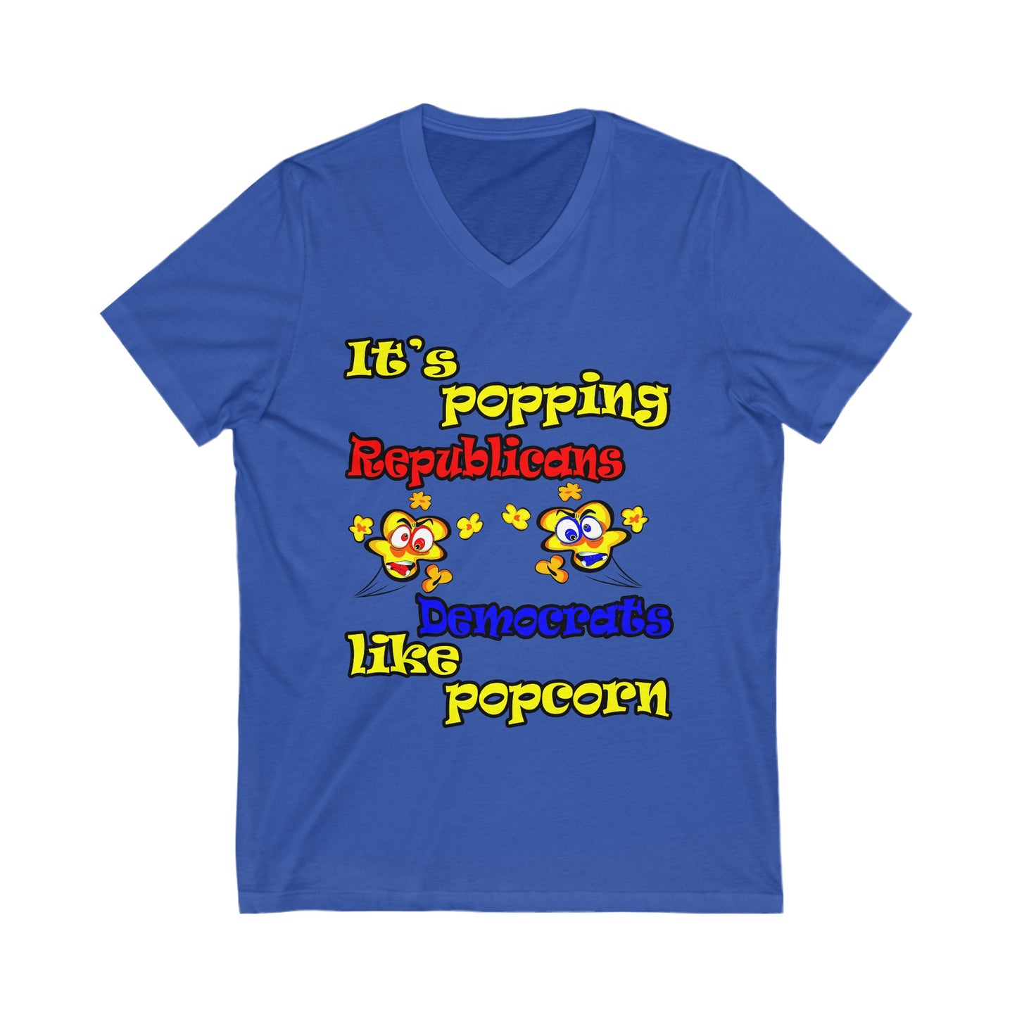popping like popcorn - Unisex Jersey Short Sleeve V-Neck Tee