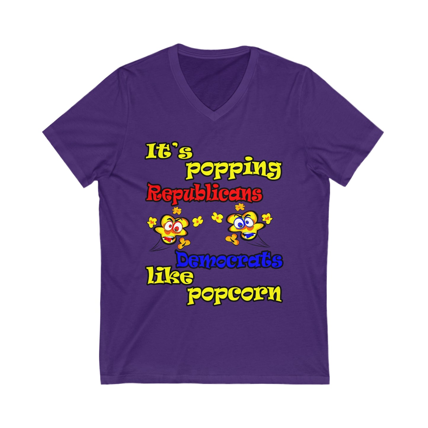 popping like popcorn - Unisex Jersey Short Sleeve V-Neck Tee