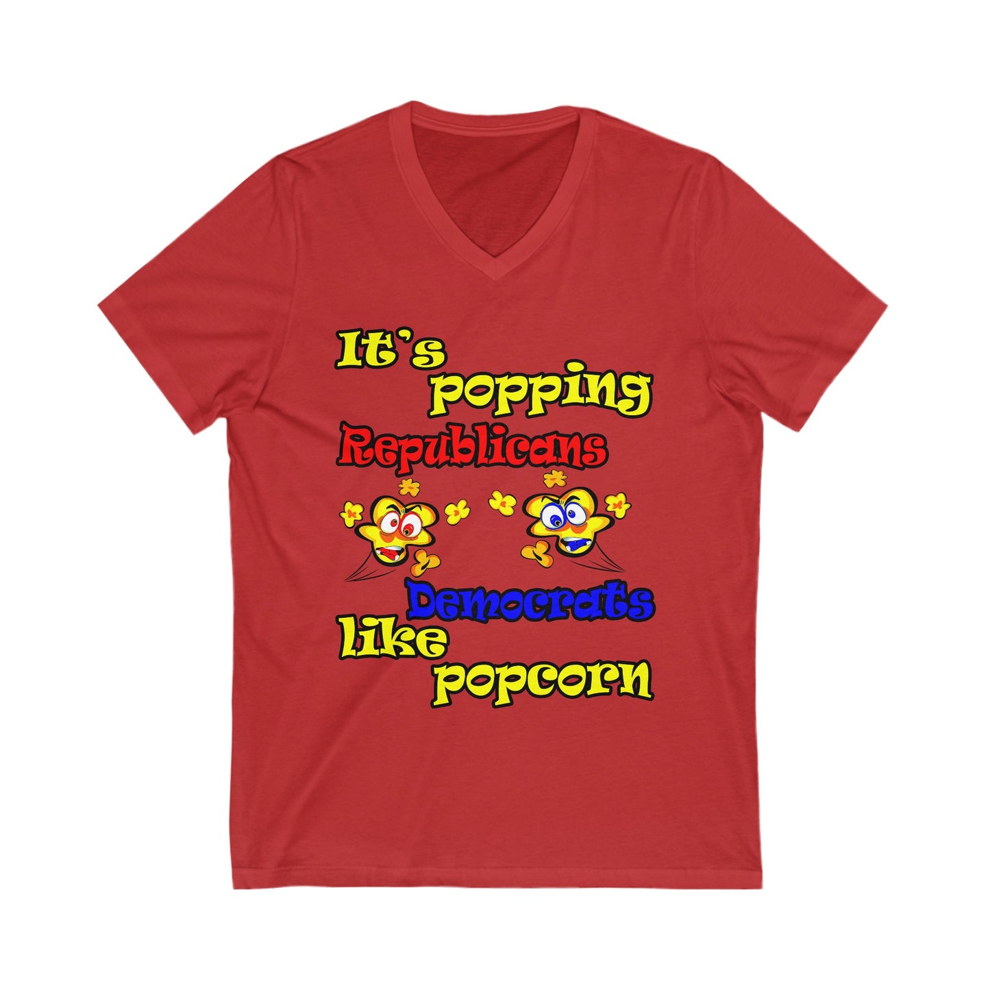 popping like popcorn - Unisex Jersey Short Sleeve V-Neck Tee