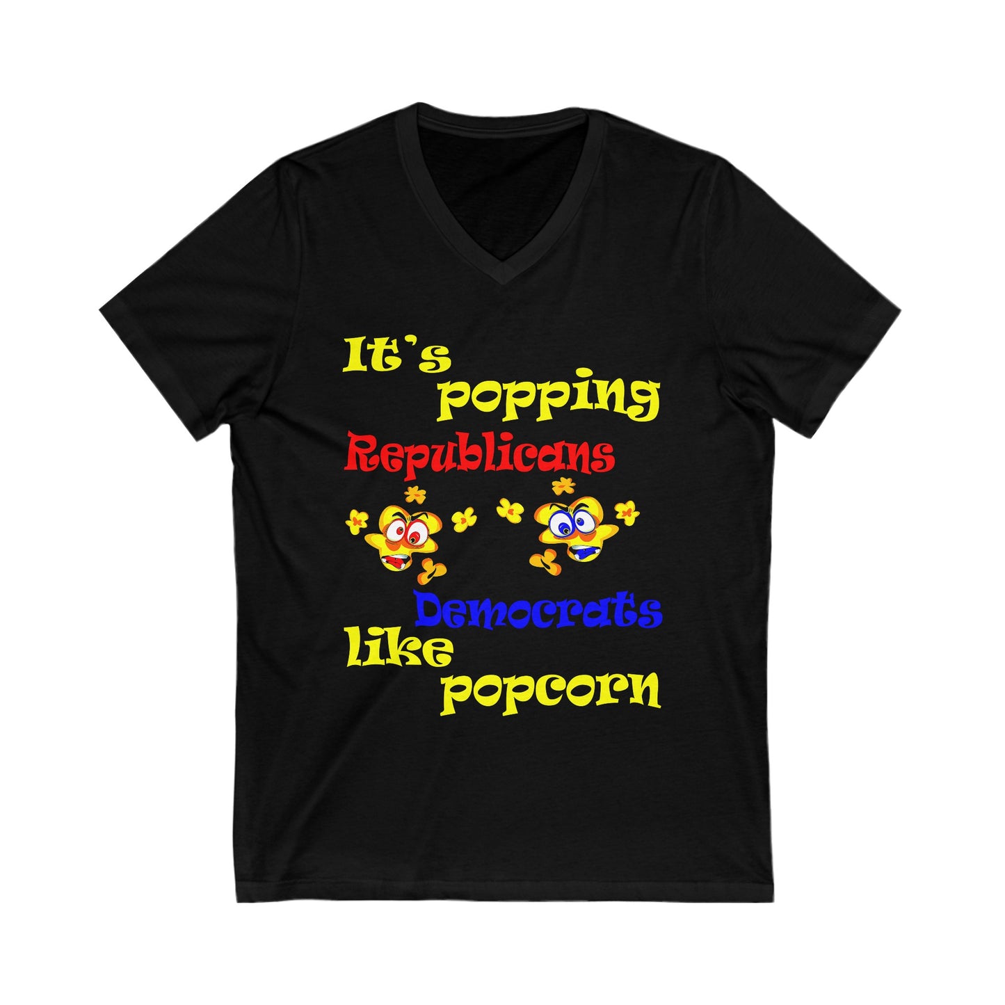 popping like popcorn - Unisex Jersey Short Sleeve V-Neck Tee