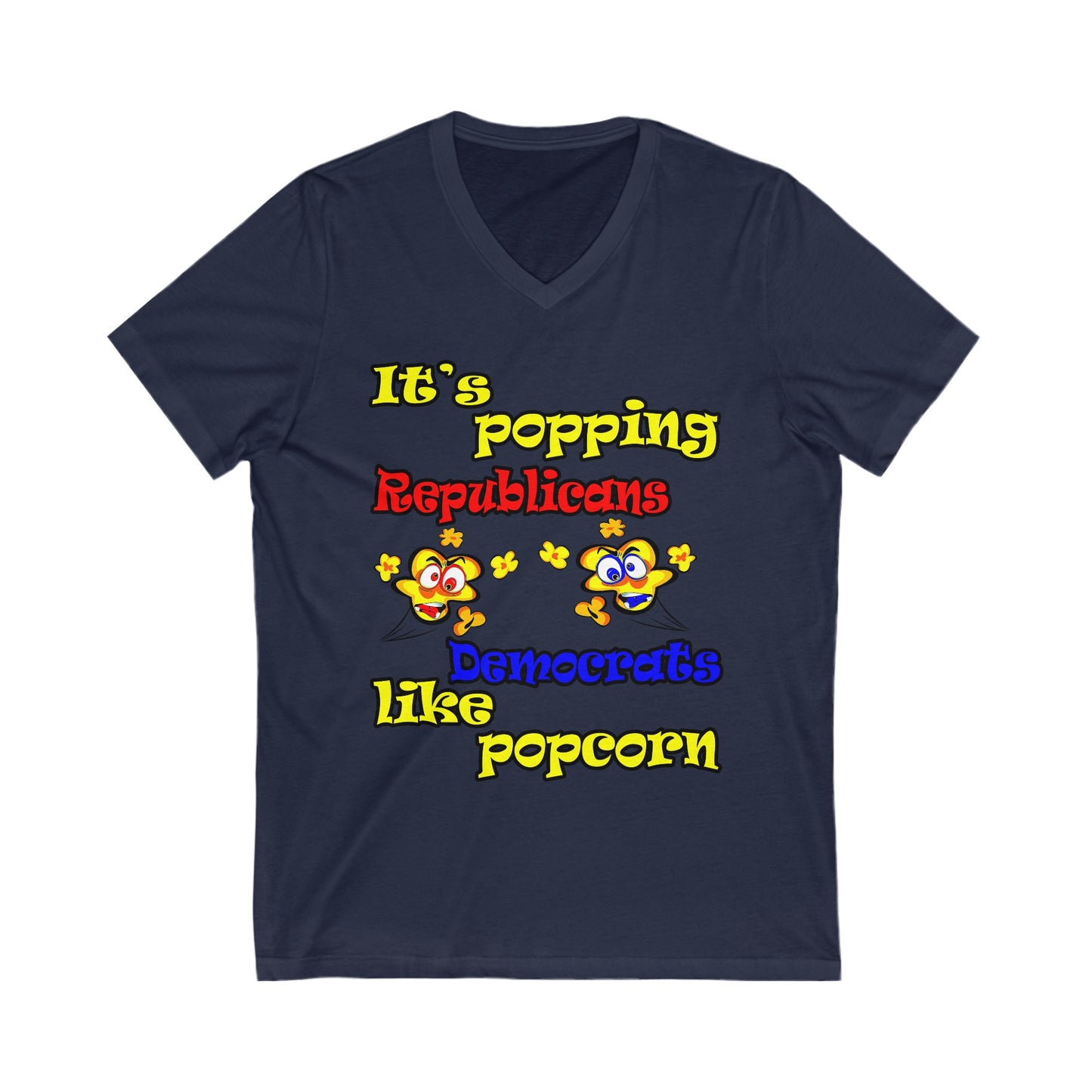 popping like popcorn - Unisex Jersey Short Sleeve V-Neck Tee