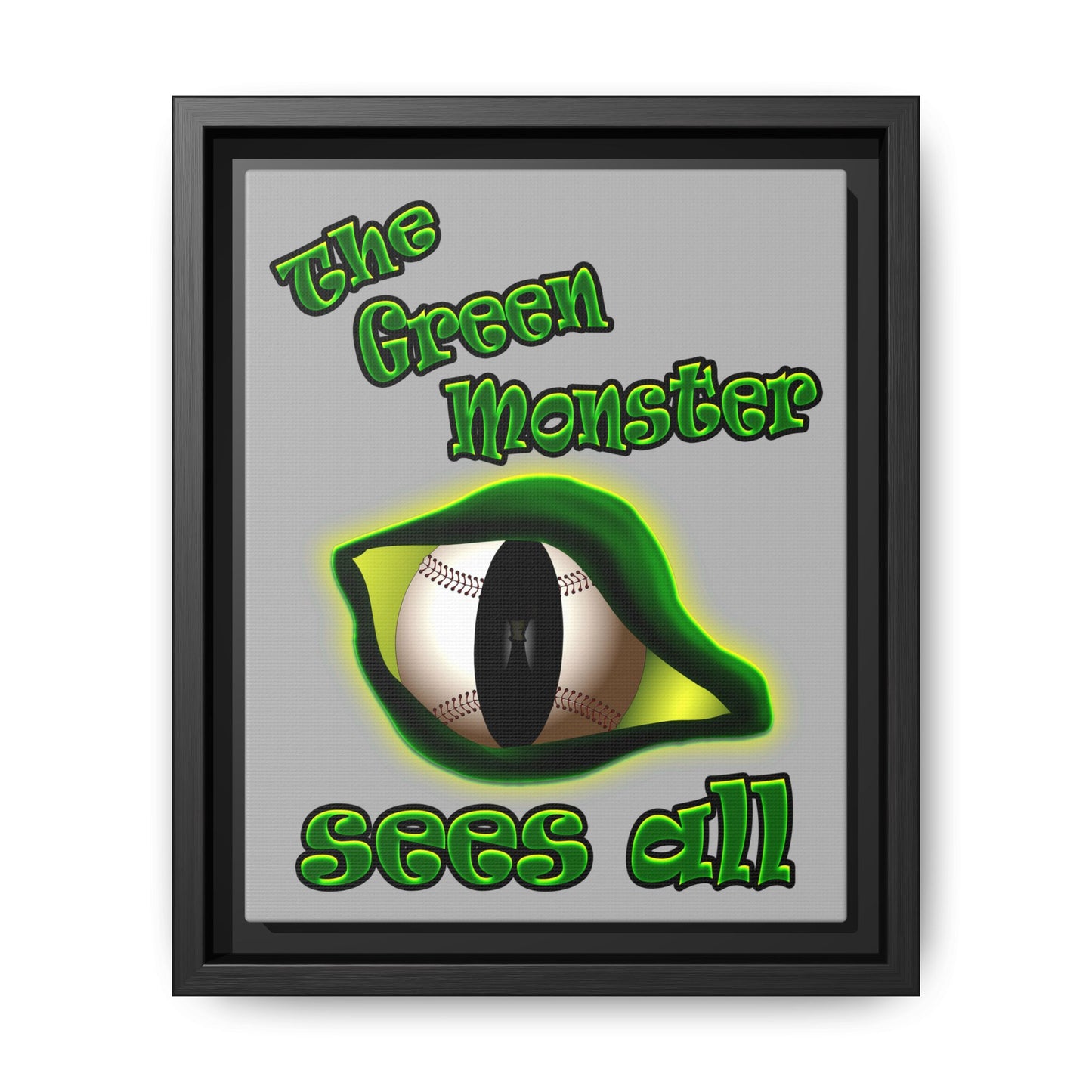 green monster - framed canvas art (light grey)